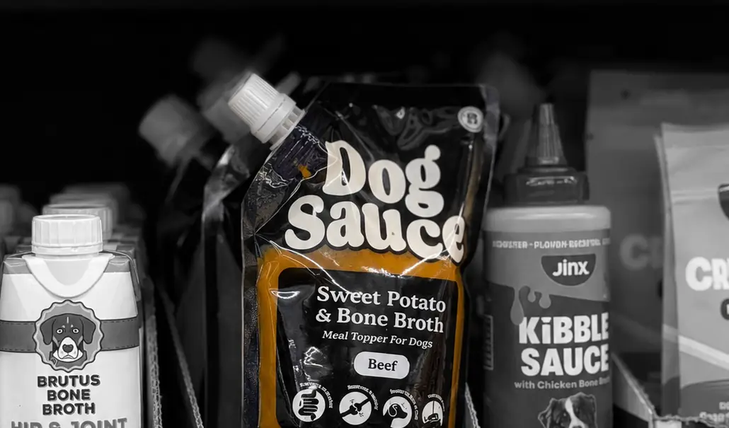 DogSauce products on a retail shelf